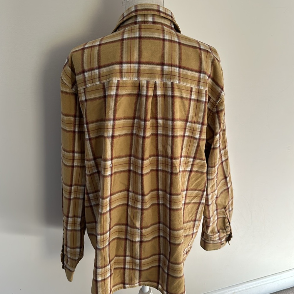 John Blair Vintage Plaid Flannel Shirt XL Yellow - Picture 5 of 7